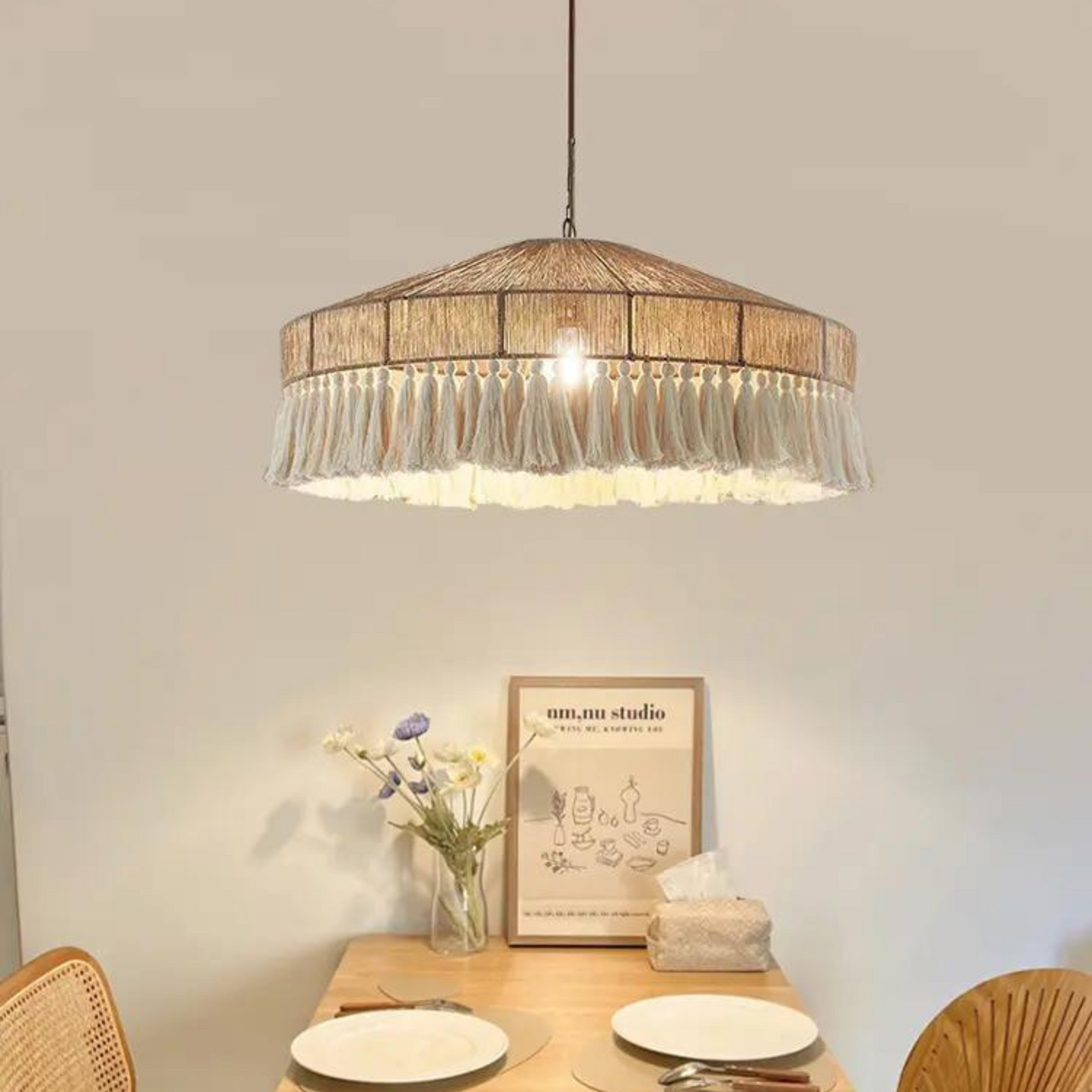 Led Hemp Rope Tassel Pendant Lamp