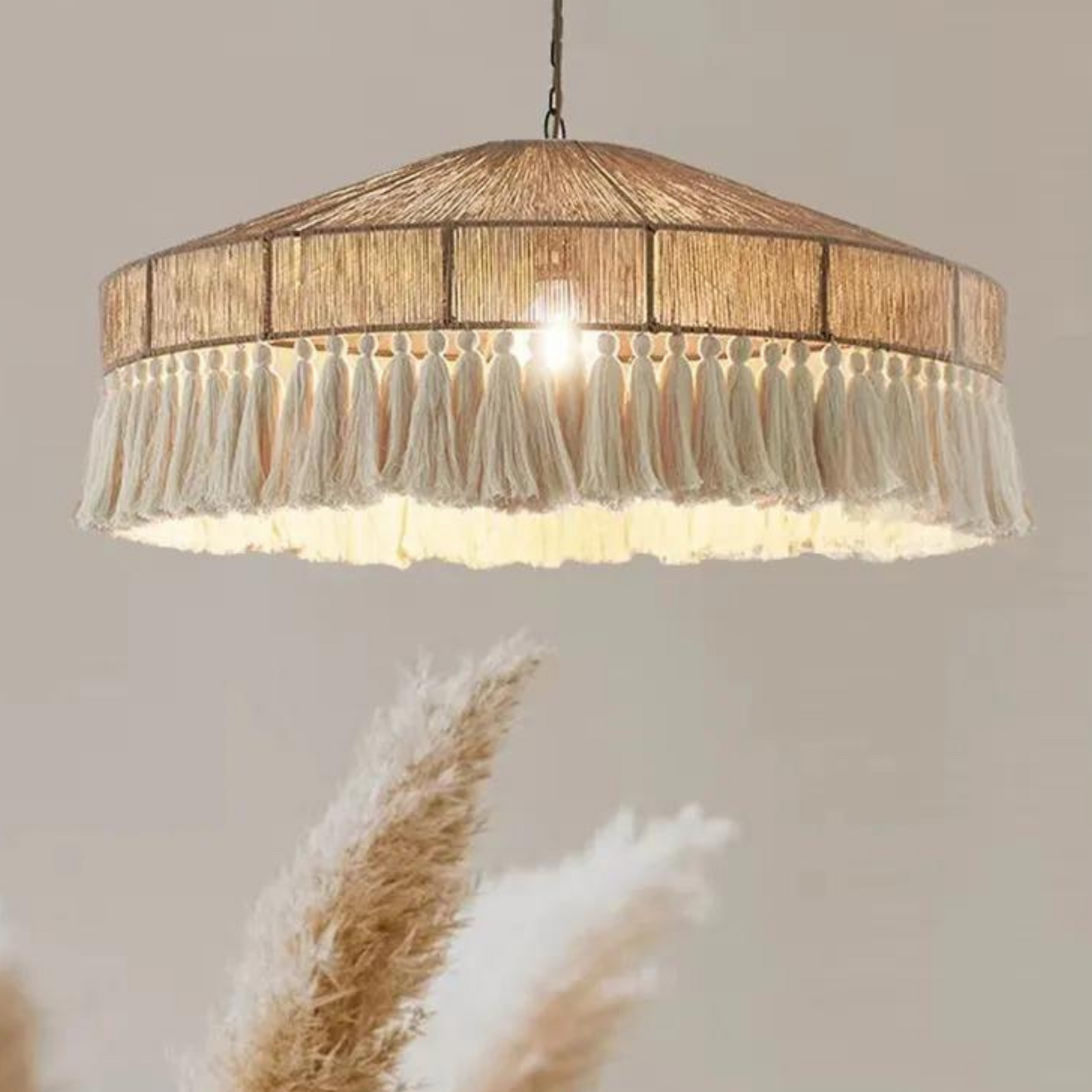 Led Hemp Rope Tassel Pendant Lamp