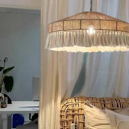 Led Hemp Rope Tassel Pendant Lamp