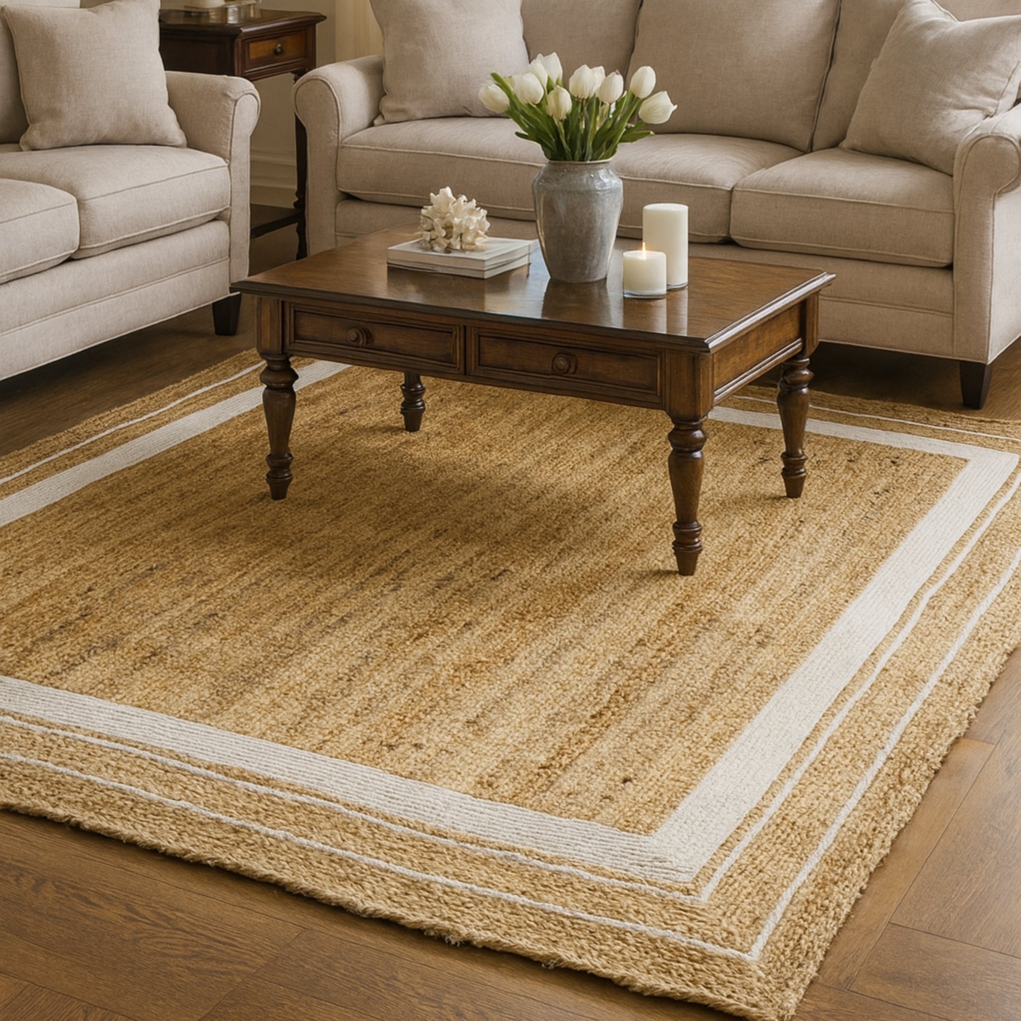 Natural Handwoven Jute Area Carpet | Eco-Friendly Floor Rug (6x4 ft)