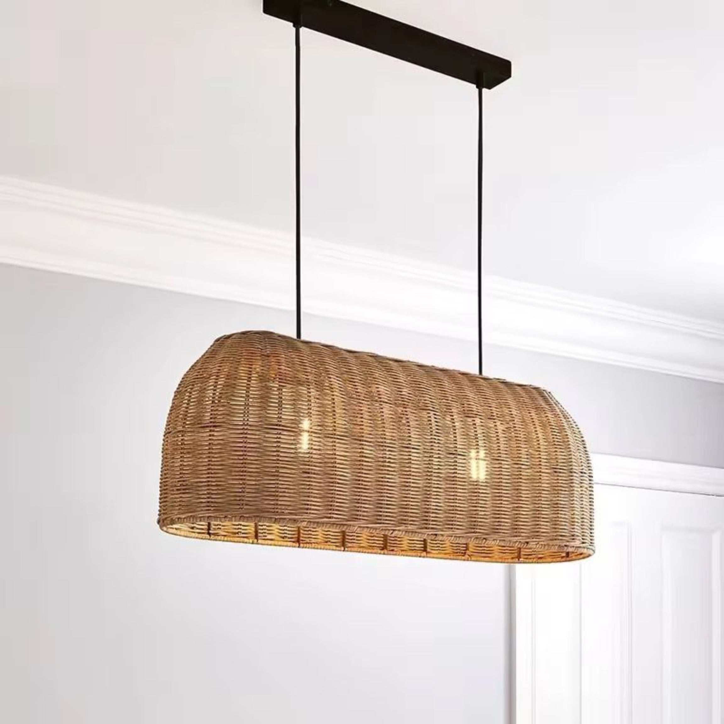 Rattan Hanging Chandelier | Rattan Boho Style Chandelier LP-86