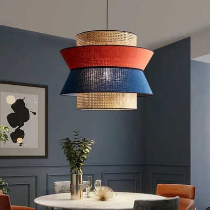 Multilayer Cane Webbing Pendant Lamp