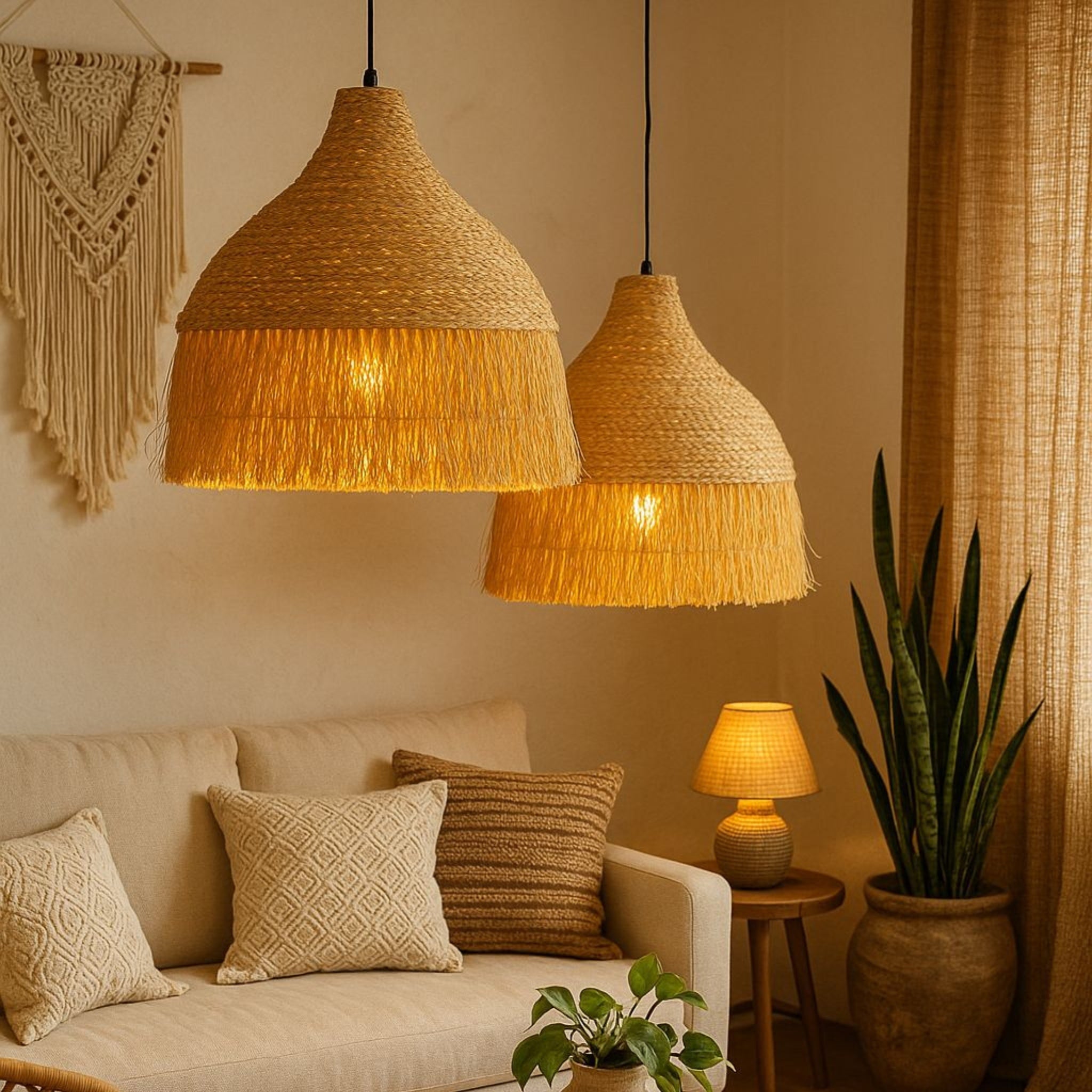 Handcrafted Jute Hanging Lamp | Natural Woven Pendant Light LP-92