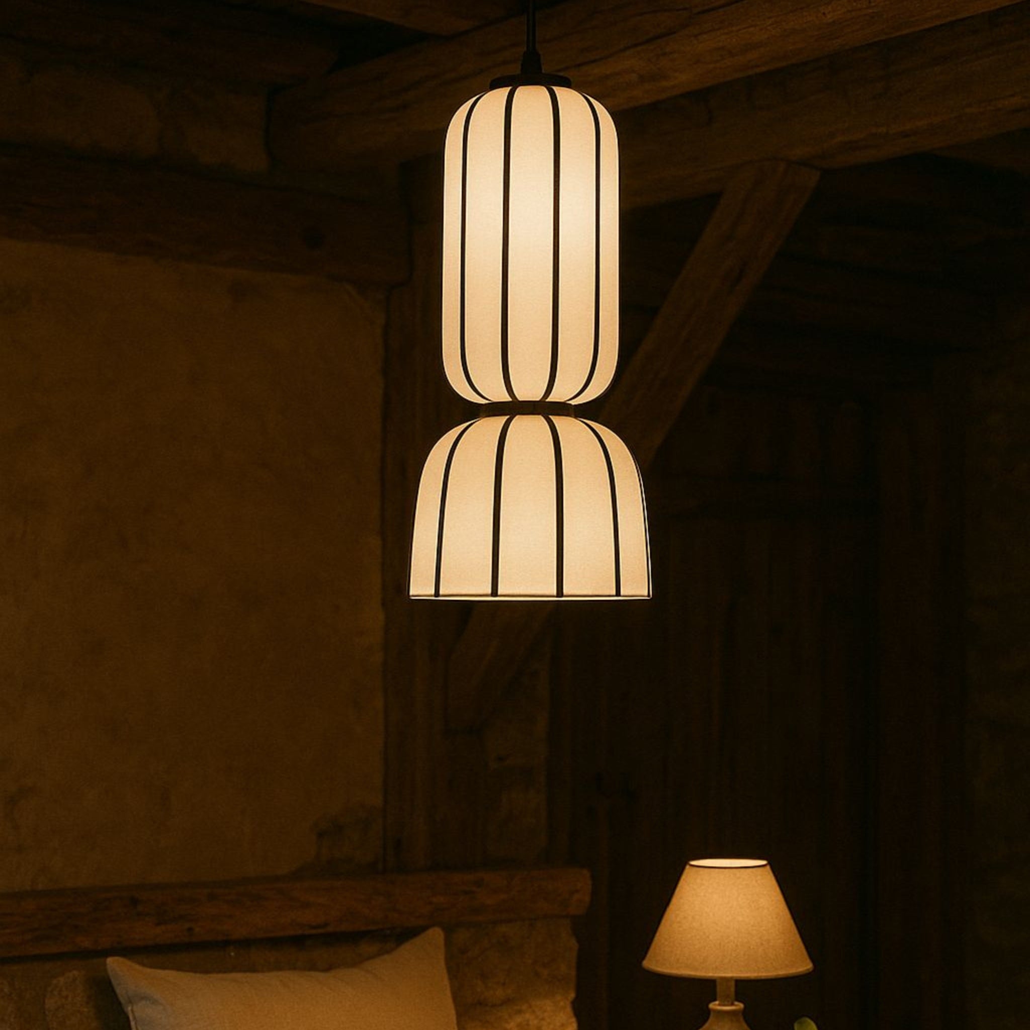 White Fabric Japanese Style Pendant Lamp | Living Room, Bedroom, Hotel, Residential Space LP-90