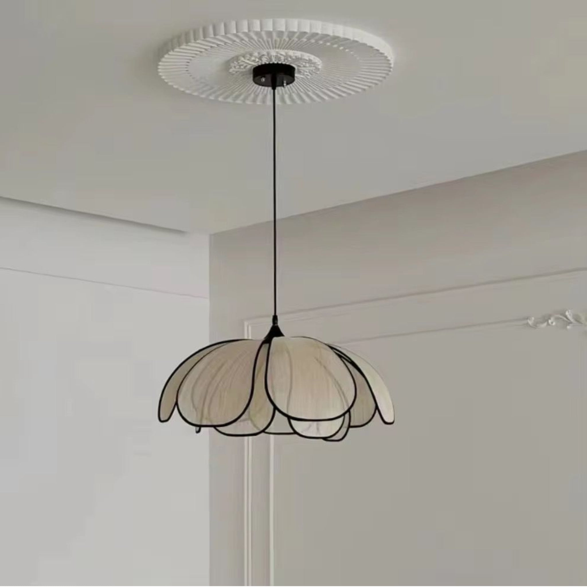 Organza White Fabric Japanese Style Pendant Lamp | Living Room, Bedroom, Hotel, Residential Space LP-87