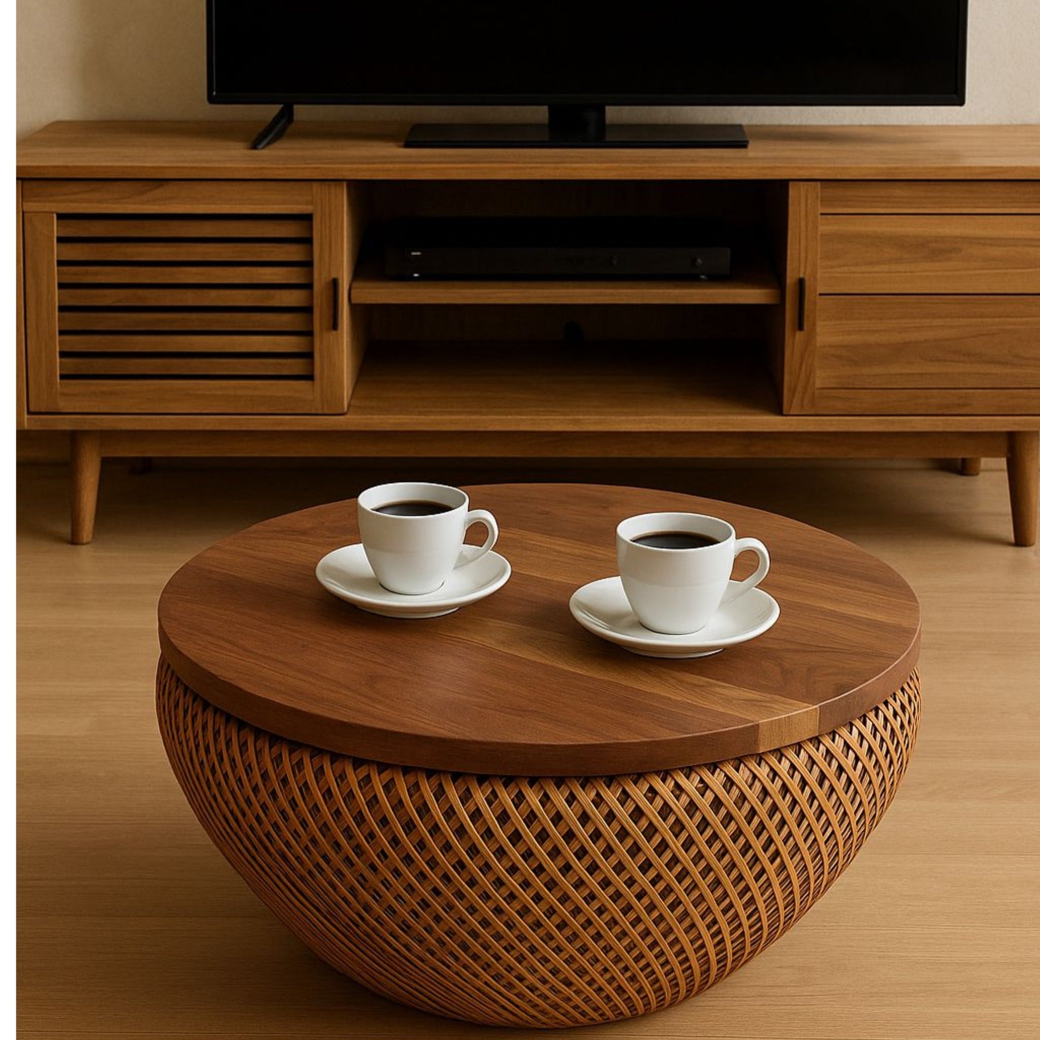 Rattan Coffee Table with Storage Unit | Cane Coffee Table