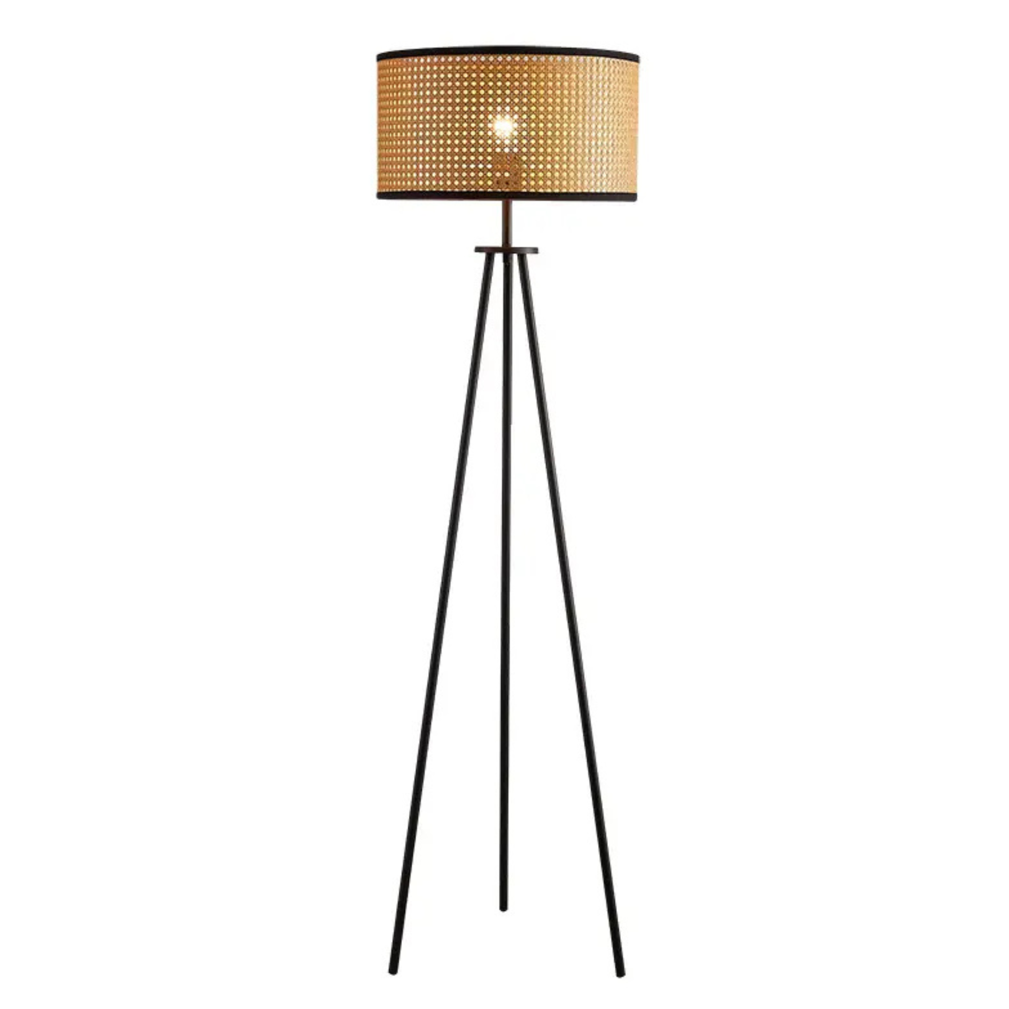 Cane Webbing Floor Lamp With Metal LP-50