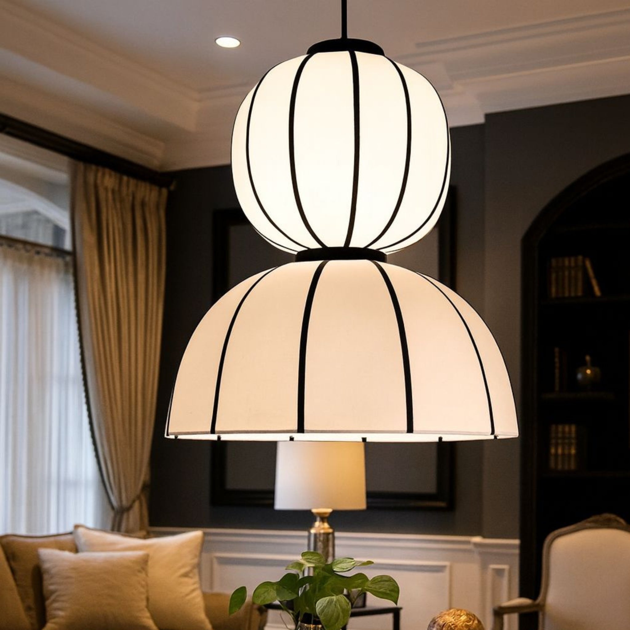 White Fabric Japanese Style Pendant Lamp | Living Room, Bedroom, Hotel, Residential Space LP-91