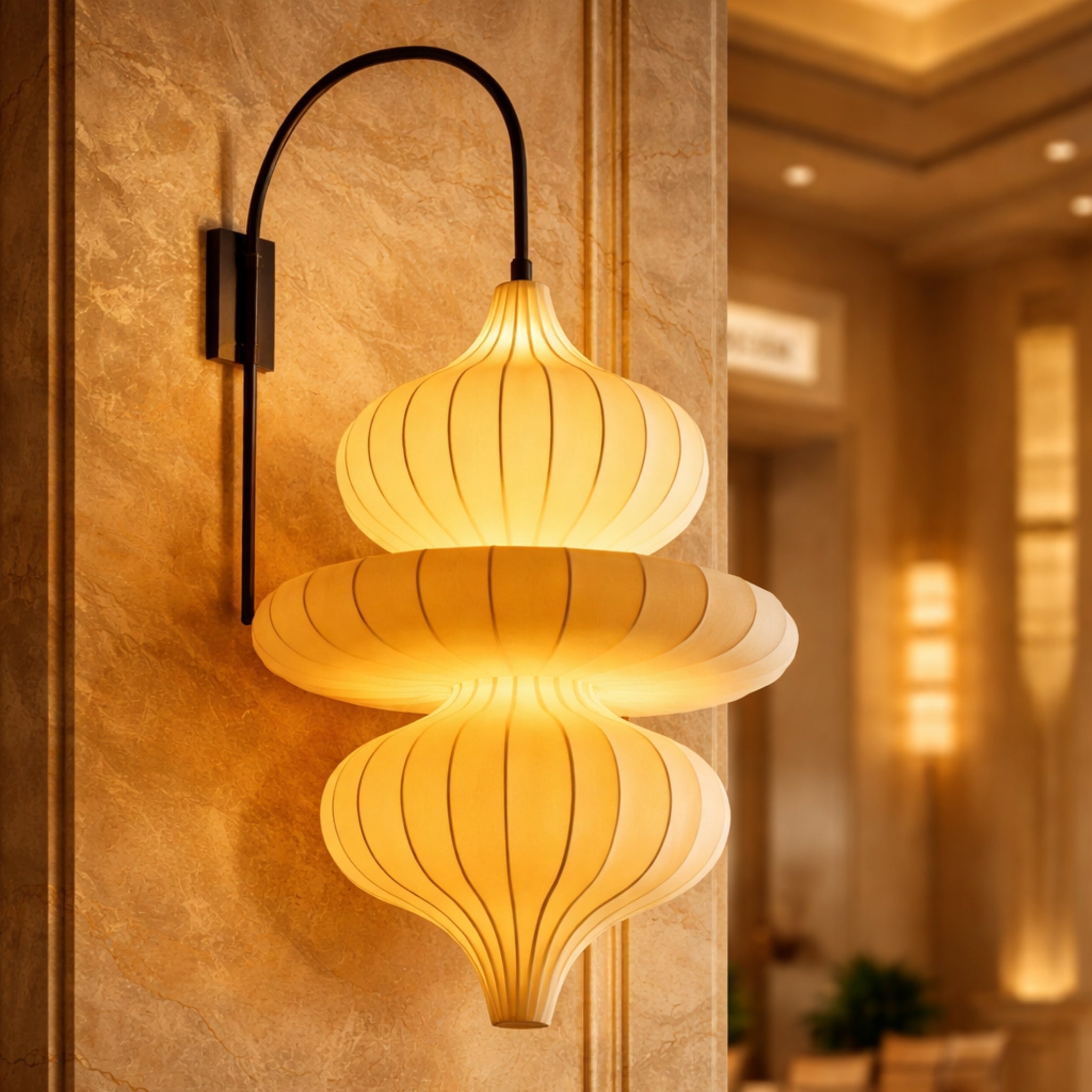 White Fabric Japanese Style Wall Lamp | Living Room, Bedroom, Hotel, Residential Space LP-110