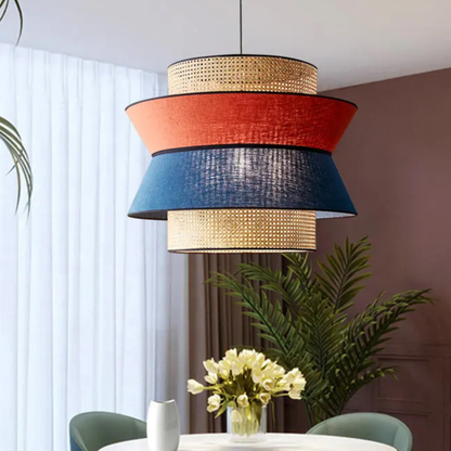 Multilayer Cane Webbing Pendant Lamp