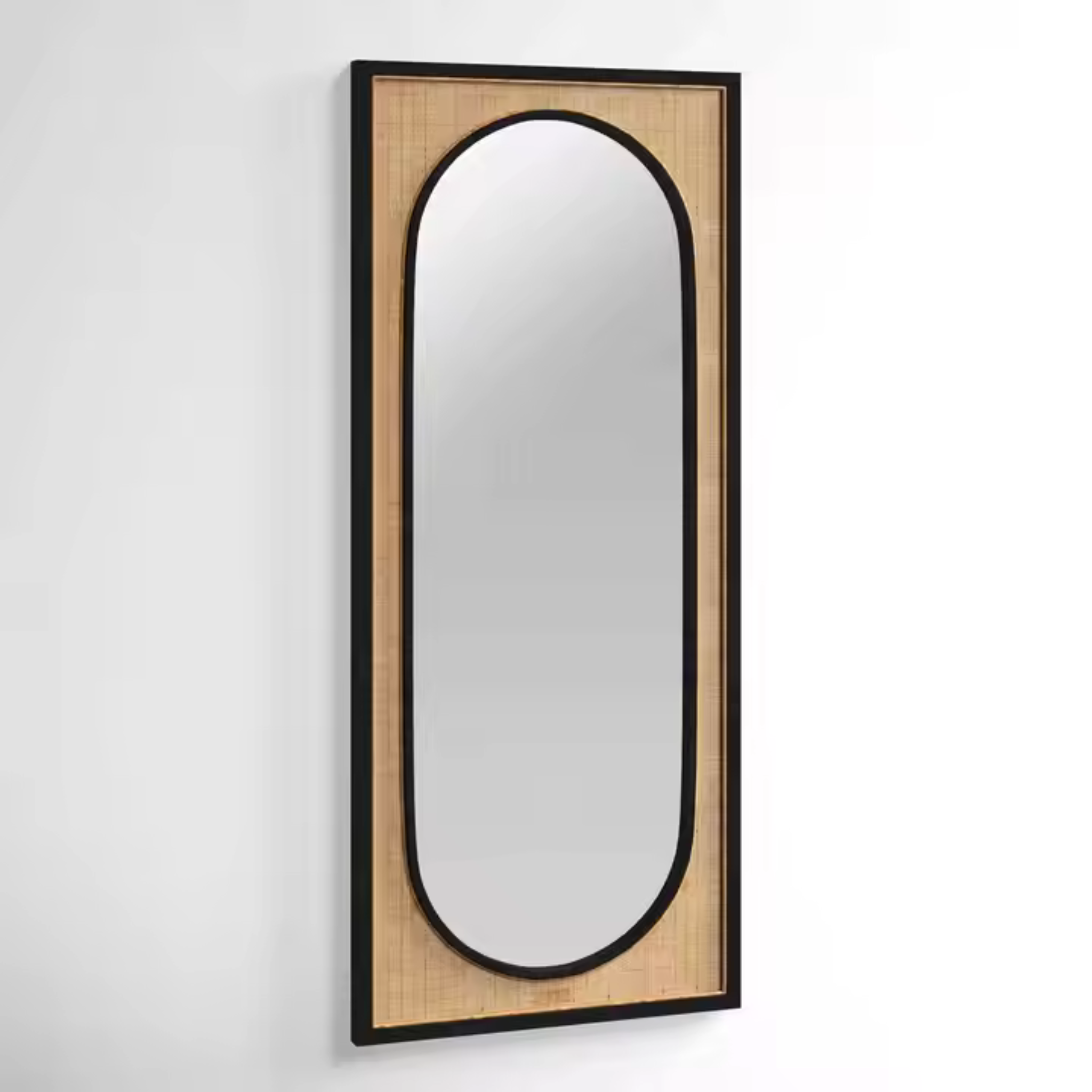 Cane Wall Mounted Rectangle Mirror | Modern Living Room Decorative  Mirror