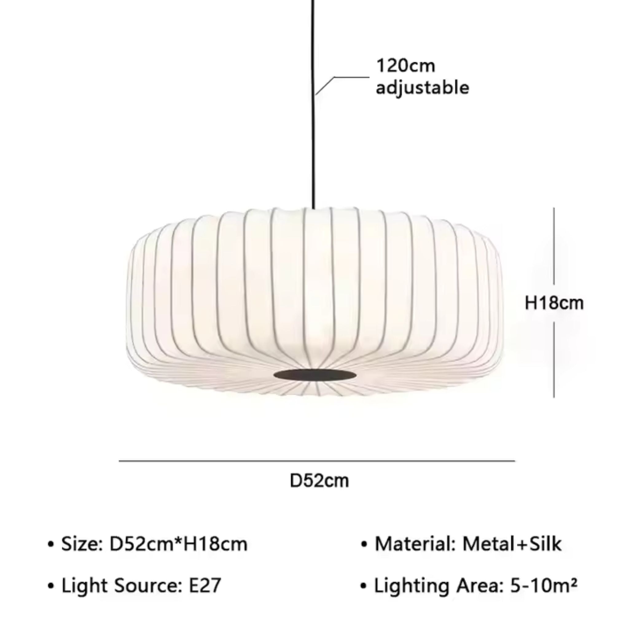 White Fabric Japanese Style Pendant Lamp Set of 3 | Living Room, Bedroom, Hotel, Residential Space LP-63