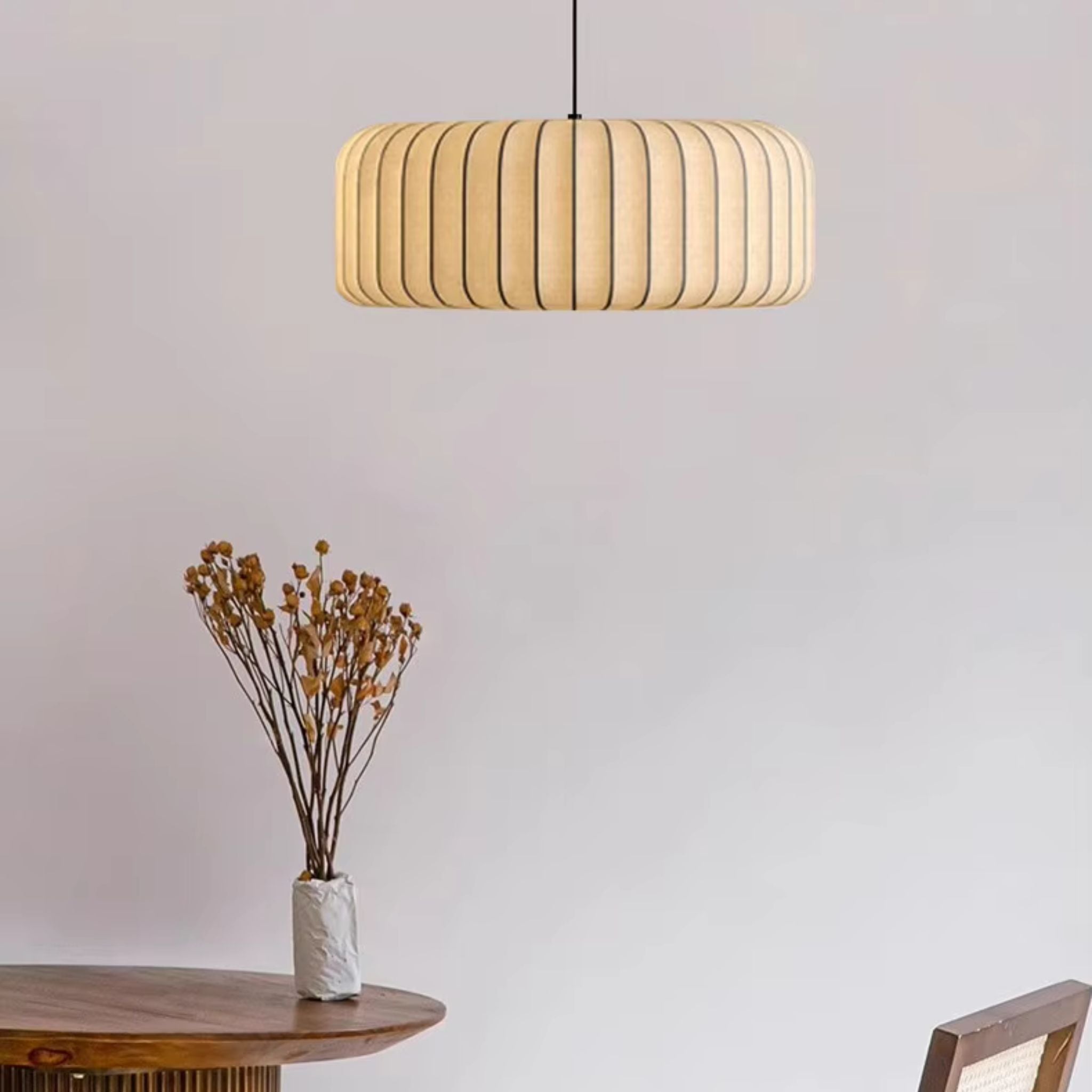 White Fabric Japanese Style Pendant Lamp Set of 3 | Living Room, Bedroom, Hotel, Residential Space LP-63