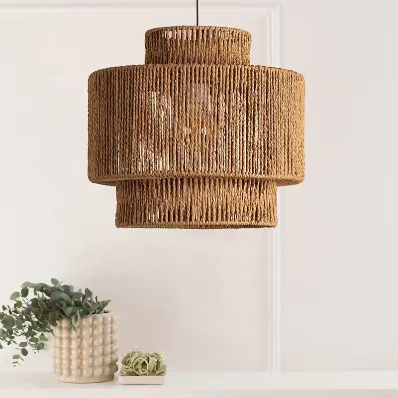 Raffia Pendant Lamp | Rattan Webbing Ceiling Raffia Lamp LP-12